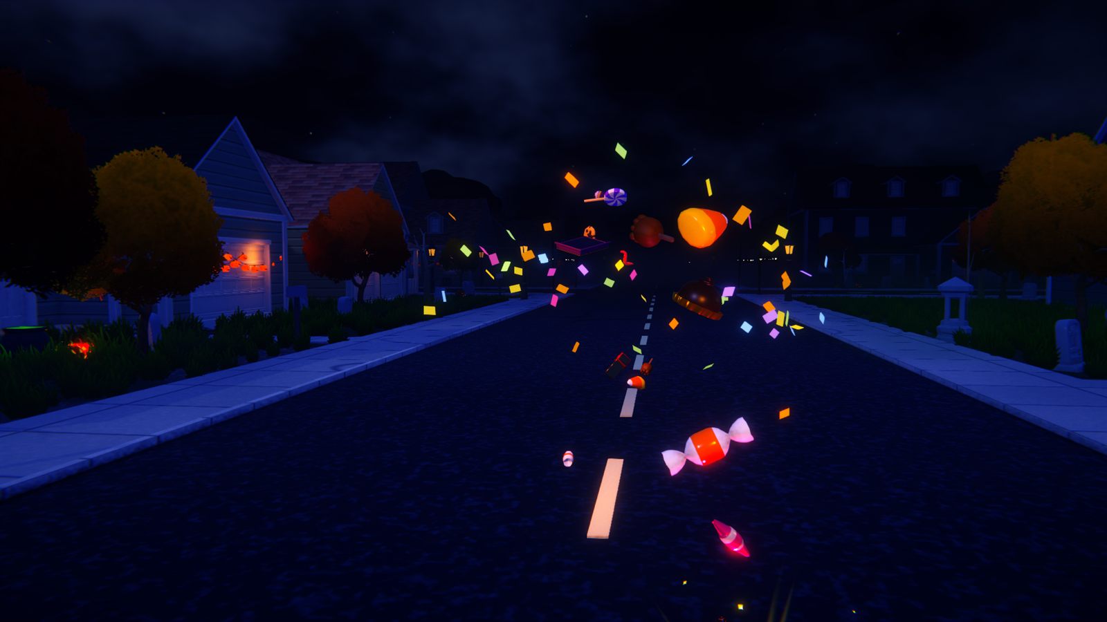 A warehouse exploding into candy